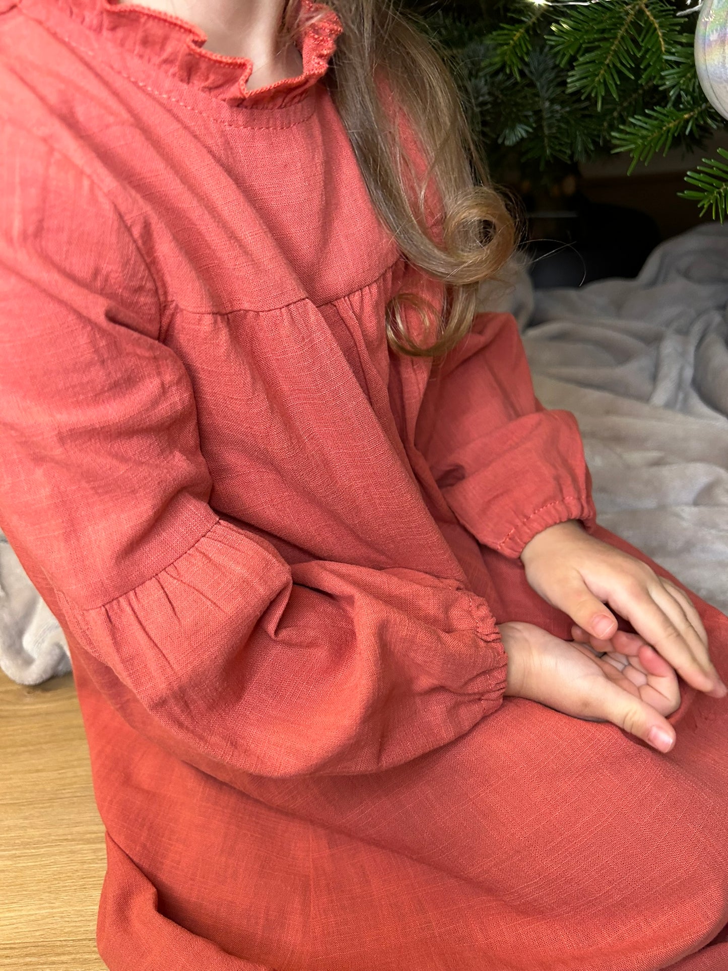 Haljina u boji cigle od pamuk-lana